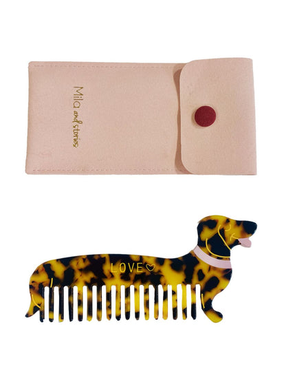 Pettine da borsa "Bassotto Love"