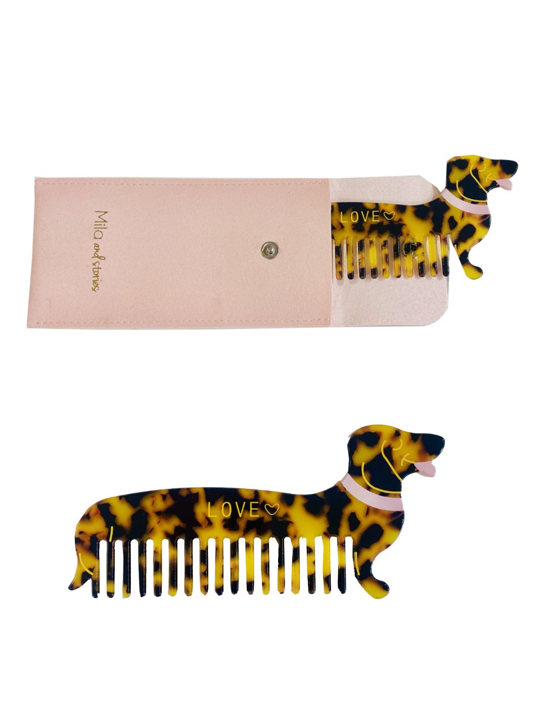 Pettine da borsa "Bassotto Love"