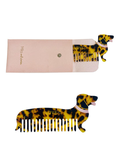 Pettine da borsa "Bassotto Love"