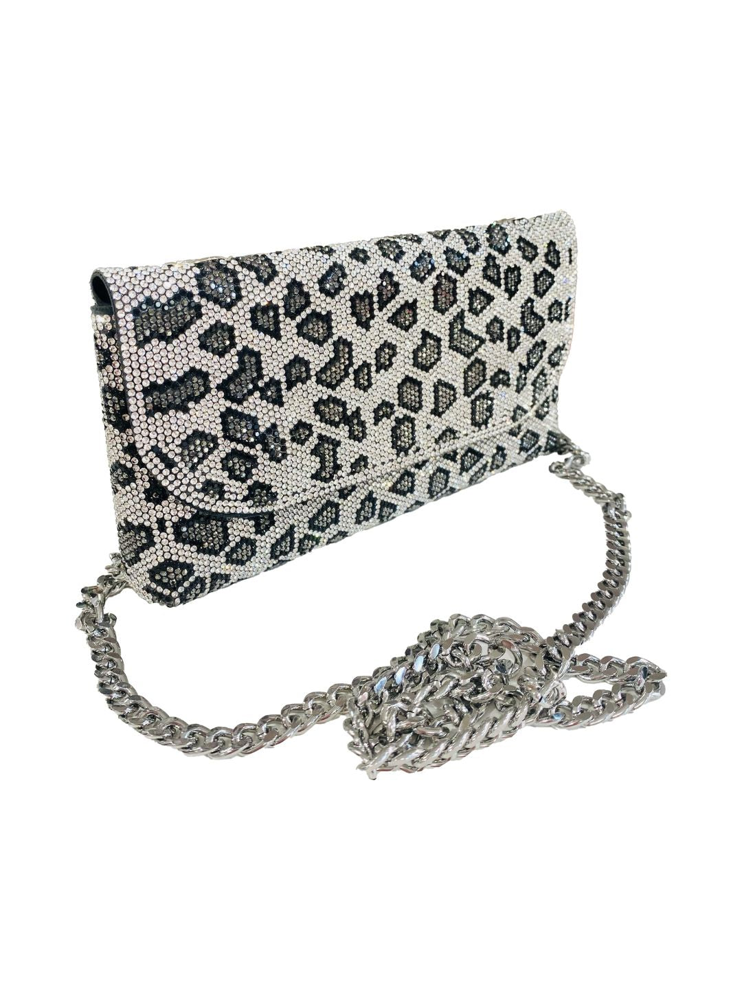 Pochette Strass Argento Leopardata 0601