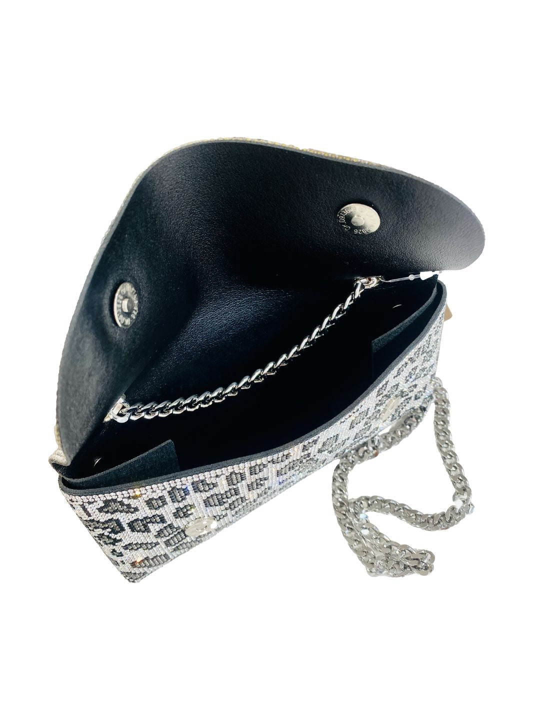 Pochette Strass Argento Leopardata 0601