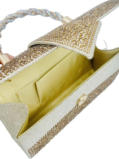 Pochette a Mano Strass Oro Bronzato 2578