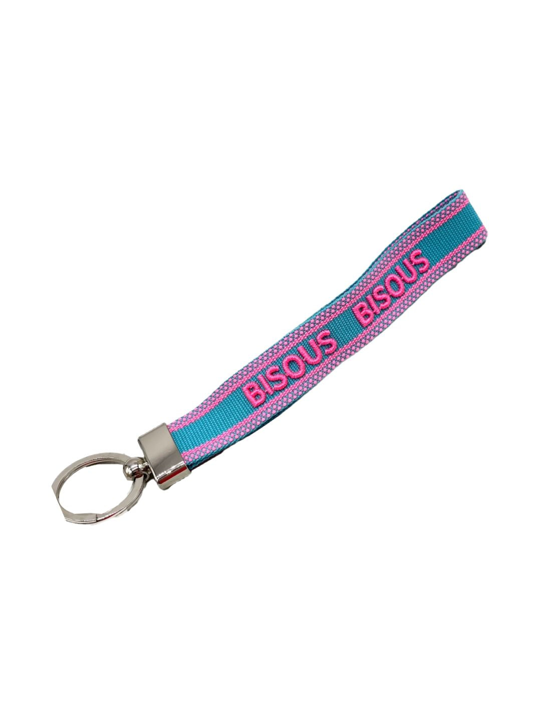 Portachiavi "BISOUS BISOUS" Turchese e Fucsia