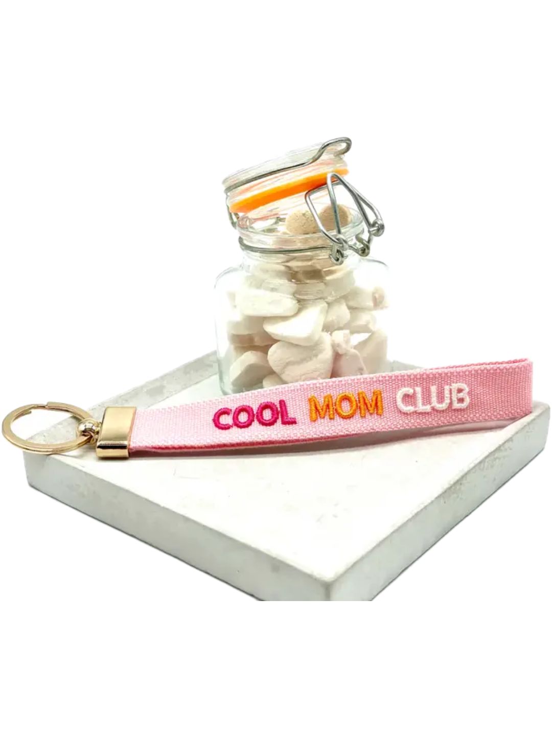 Portachiavi "COOL MOM CLUB" Rosa e Multicolor