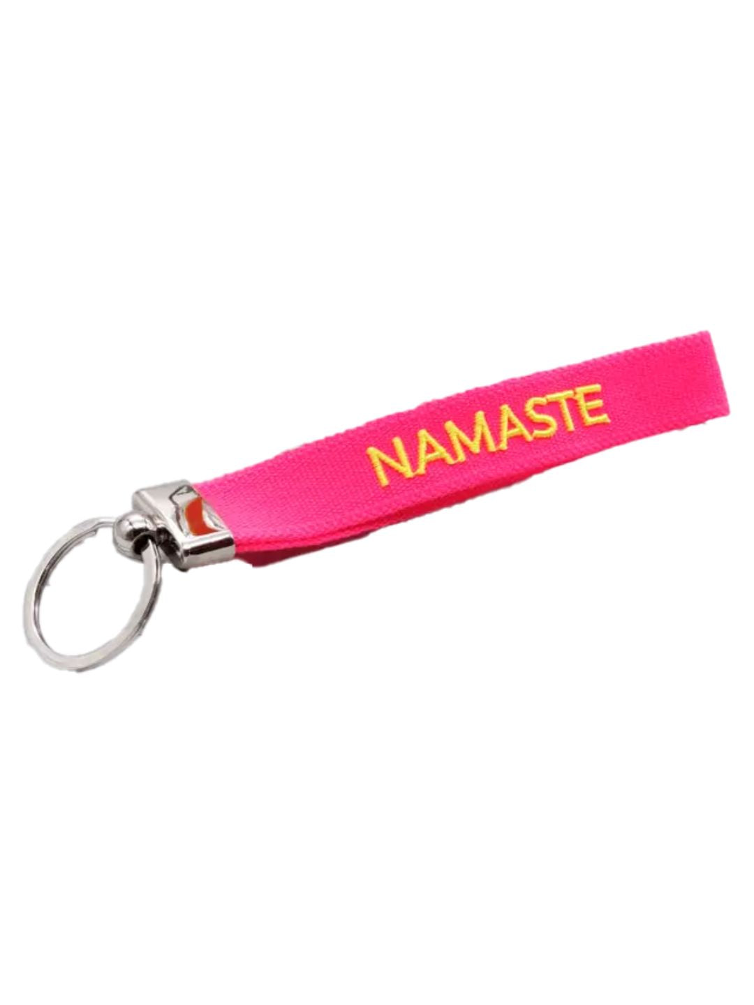 Portachiavi "NAMASTE" Rosa Fluo e Giallo Fluo