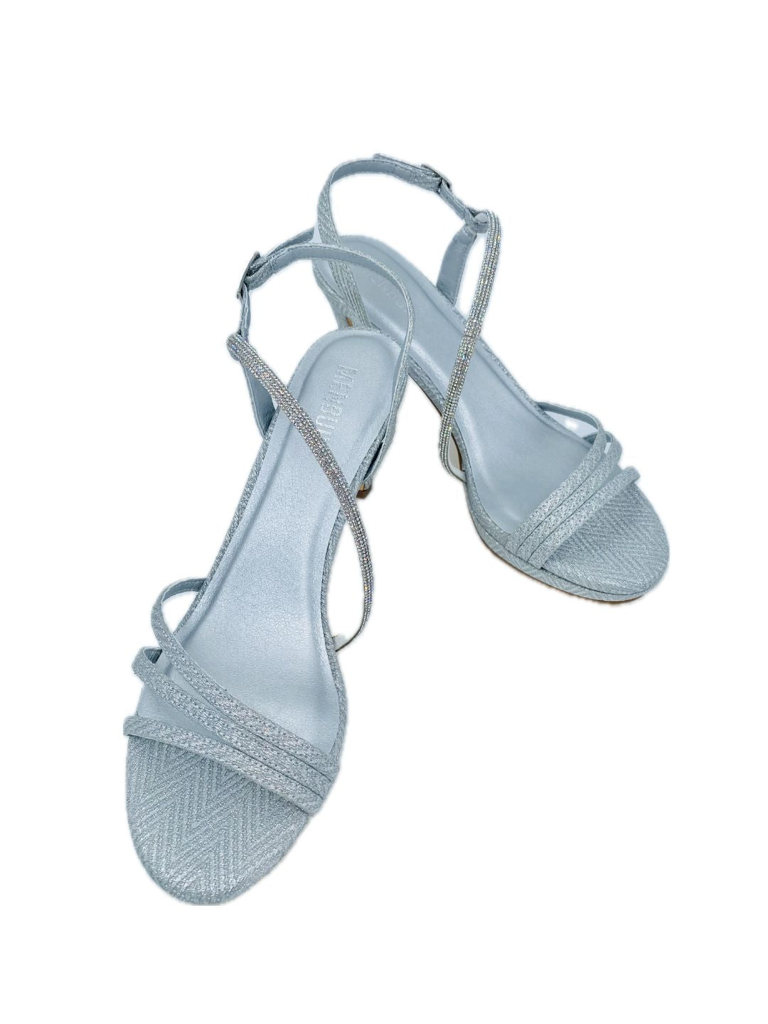 SILVER GLITTER AND RHINESTONE SANDAL 25679