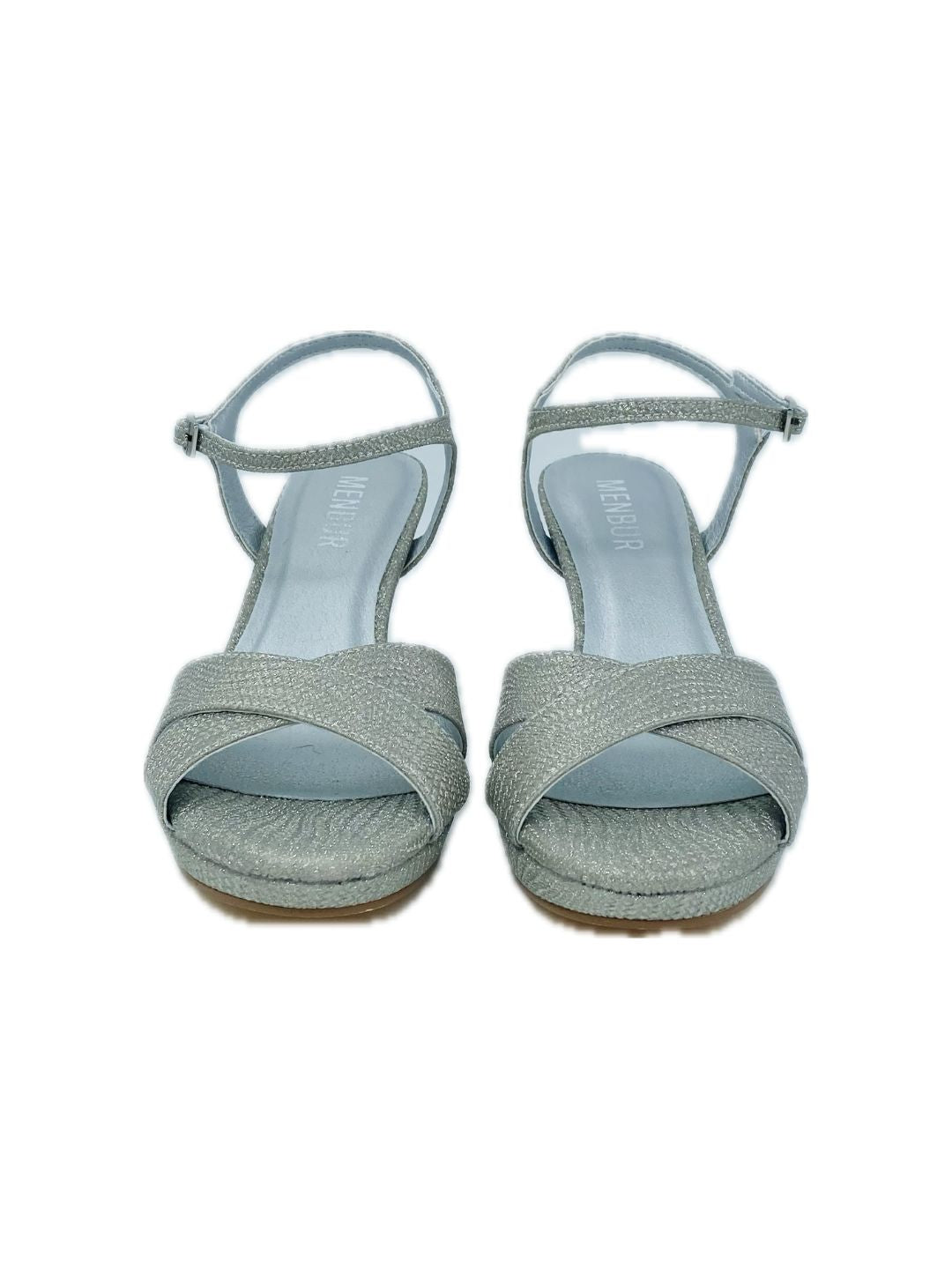 GLITTER SANDAL CROSSED BAND SILVER 25681
