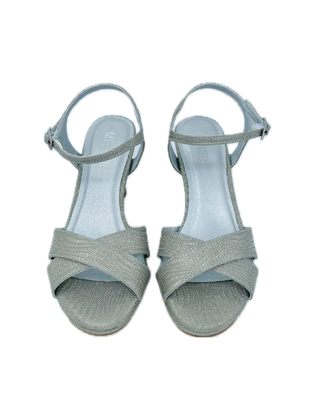 GLITTER SANDAL CROSSED BAND SILVER 25681