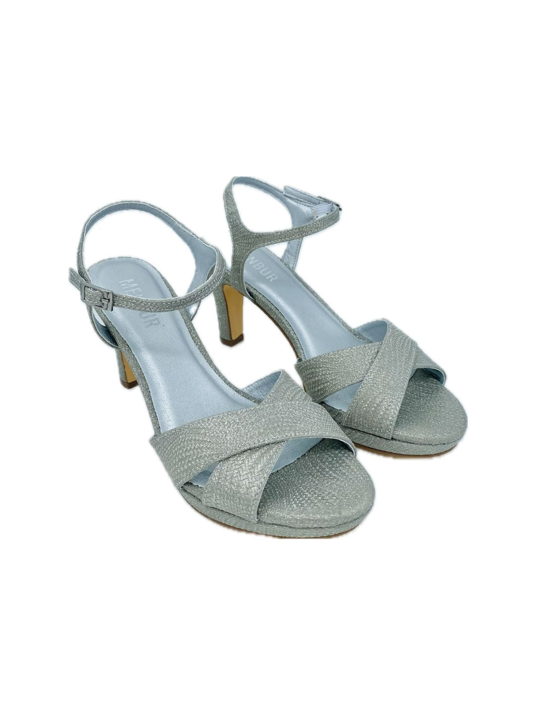 GLITTER SANDAL CROSSED BAND SILVER 25681