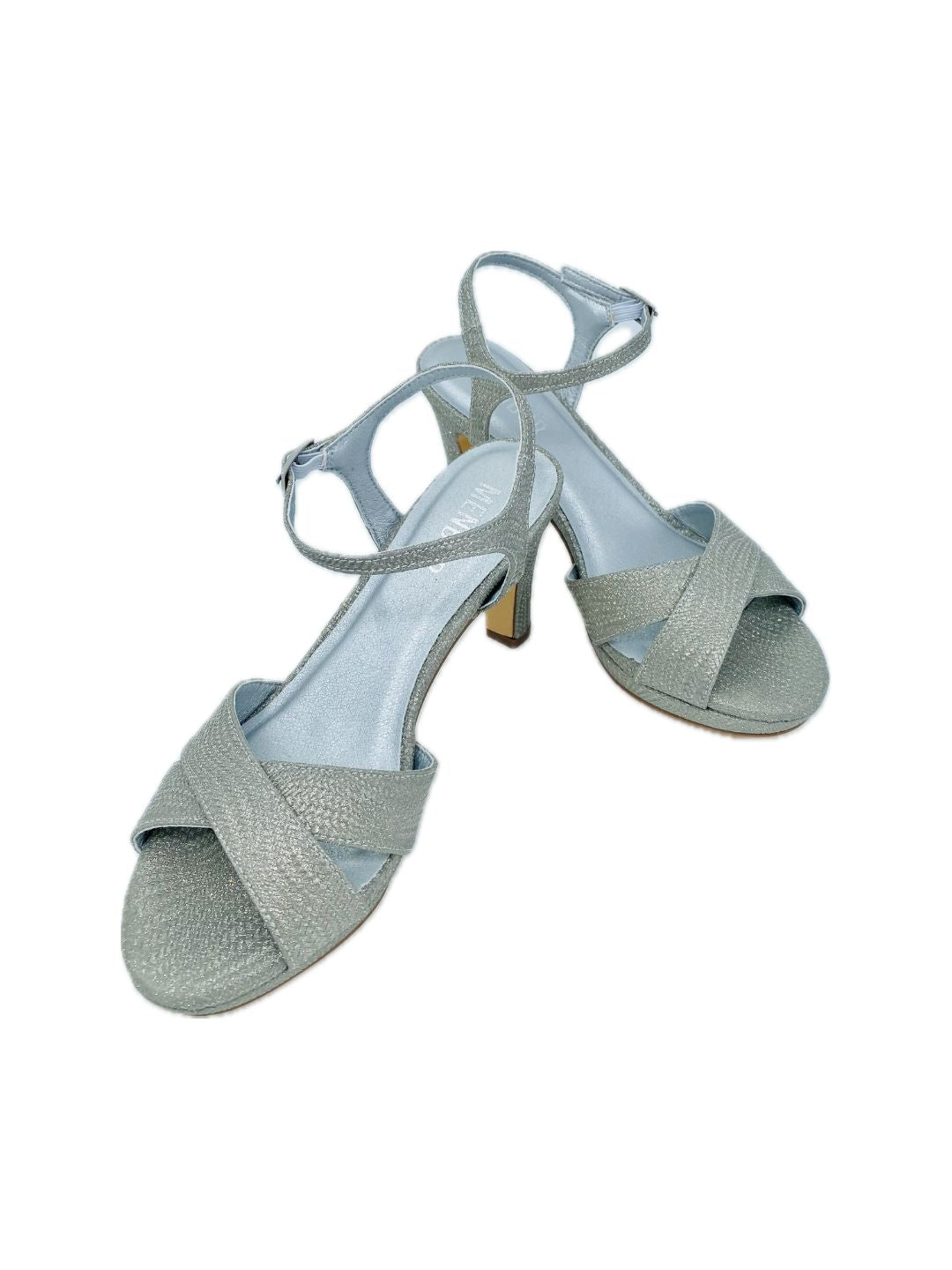 GLITTER SANDAL CROSSED BAND SILVER 25681