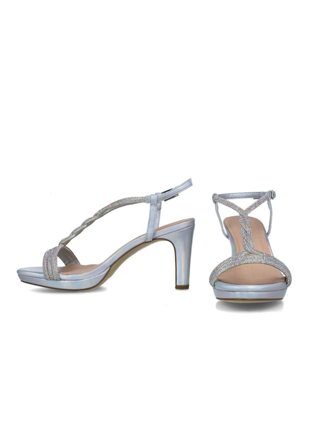 SILVER BRAIDED RHINESTONE SANDAL 24261