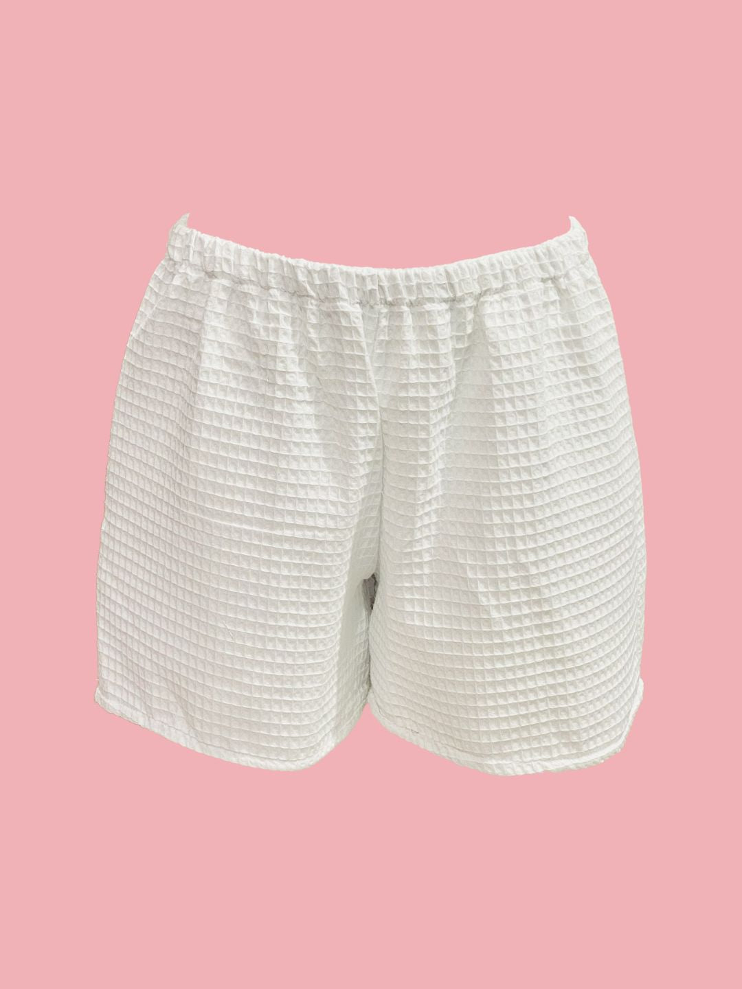 SHORTS BASIC spugna nido d'ape bianco Ribes of LOVE