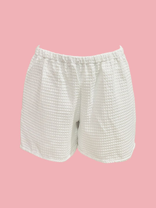 SHORTS BASIC spugna nido d'ape bianco Ribes of LOVE