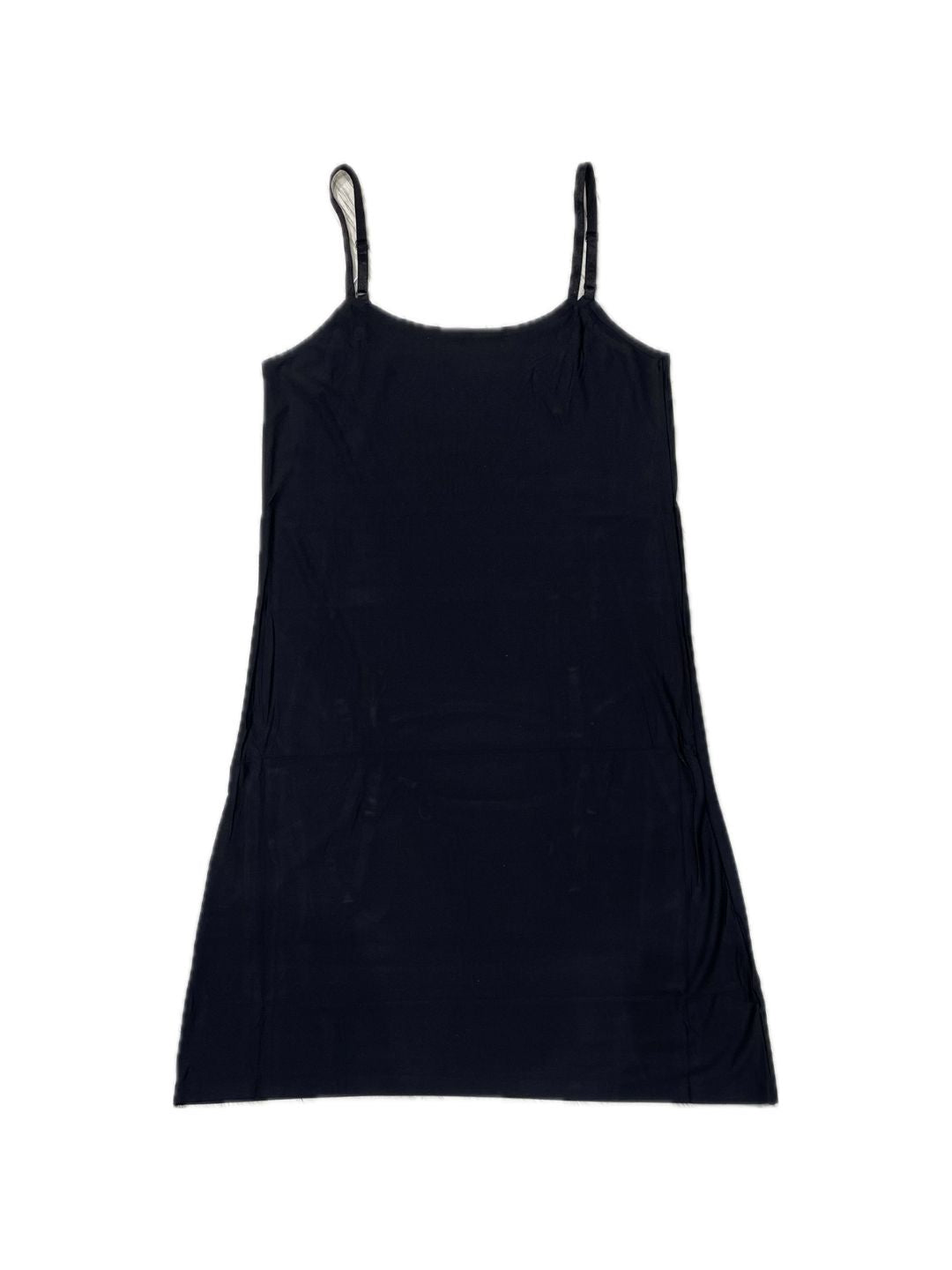 BLACK MICROFIBER SLIP DRESS