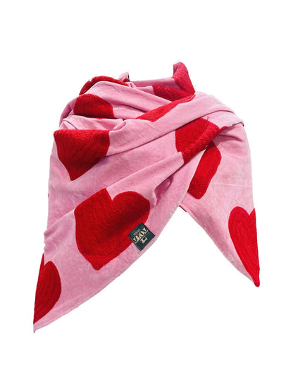Scialle Tout in Velluto Ricamata a Mano Rosa