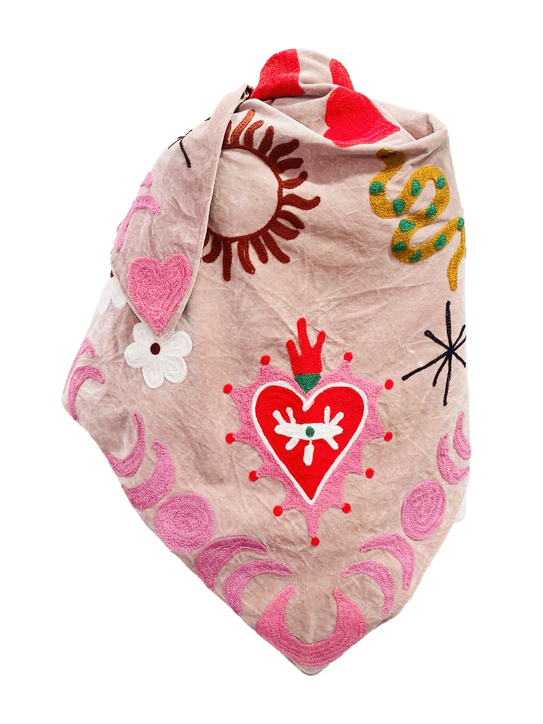 Scialle Tout in Velluto Suzani Rosa Chiaro