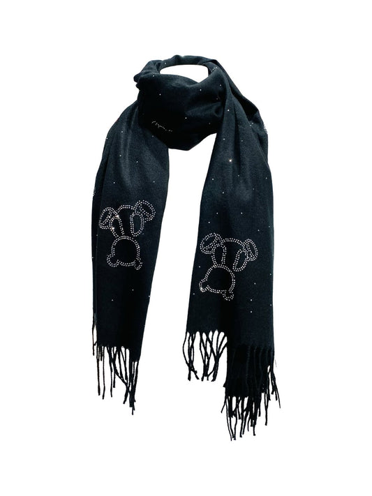 Sciarpa Orsetto Strass Nera