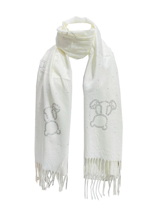 Sciarpa Orsetto Strass Panna