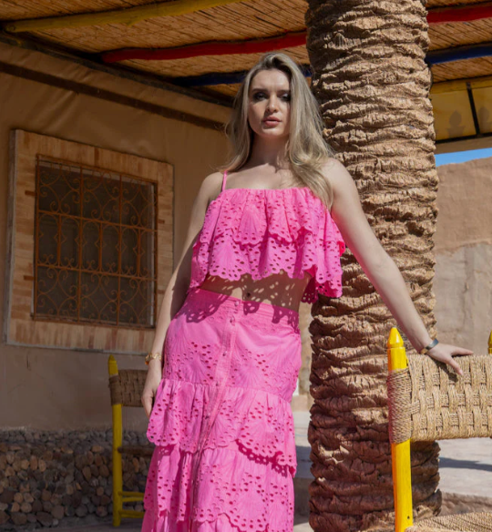 Top in Pizzo Sangallo Fucsia