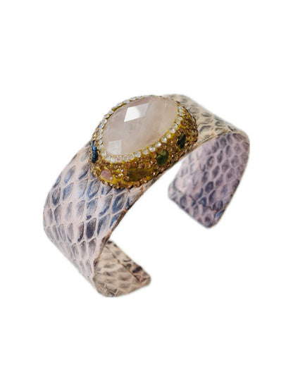 Set Bijoux Pitone ROSA chiaro+pietra quarzo rosa/perla di fiume
