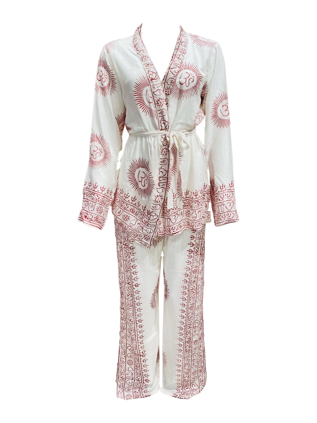 Set kimono e pantalone OM collection Bianco