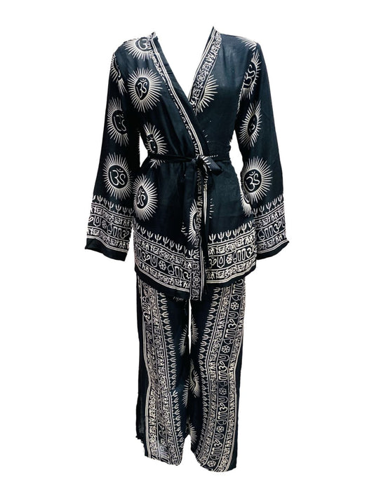 Set kimono e pantalone OM collection Nero