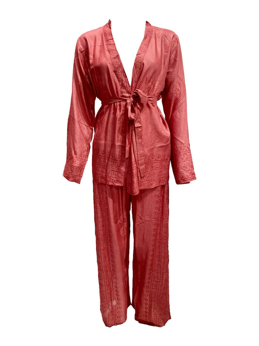 Set kimono e pantalone OM collection Rosso