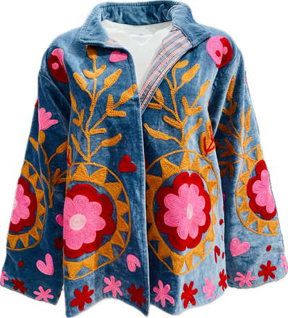 Giacca Suzani Ricamata a Mano carta da zucchero