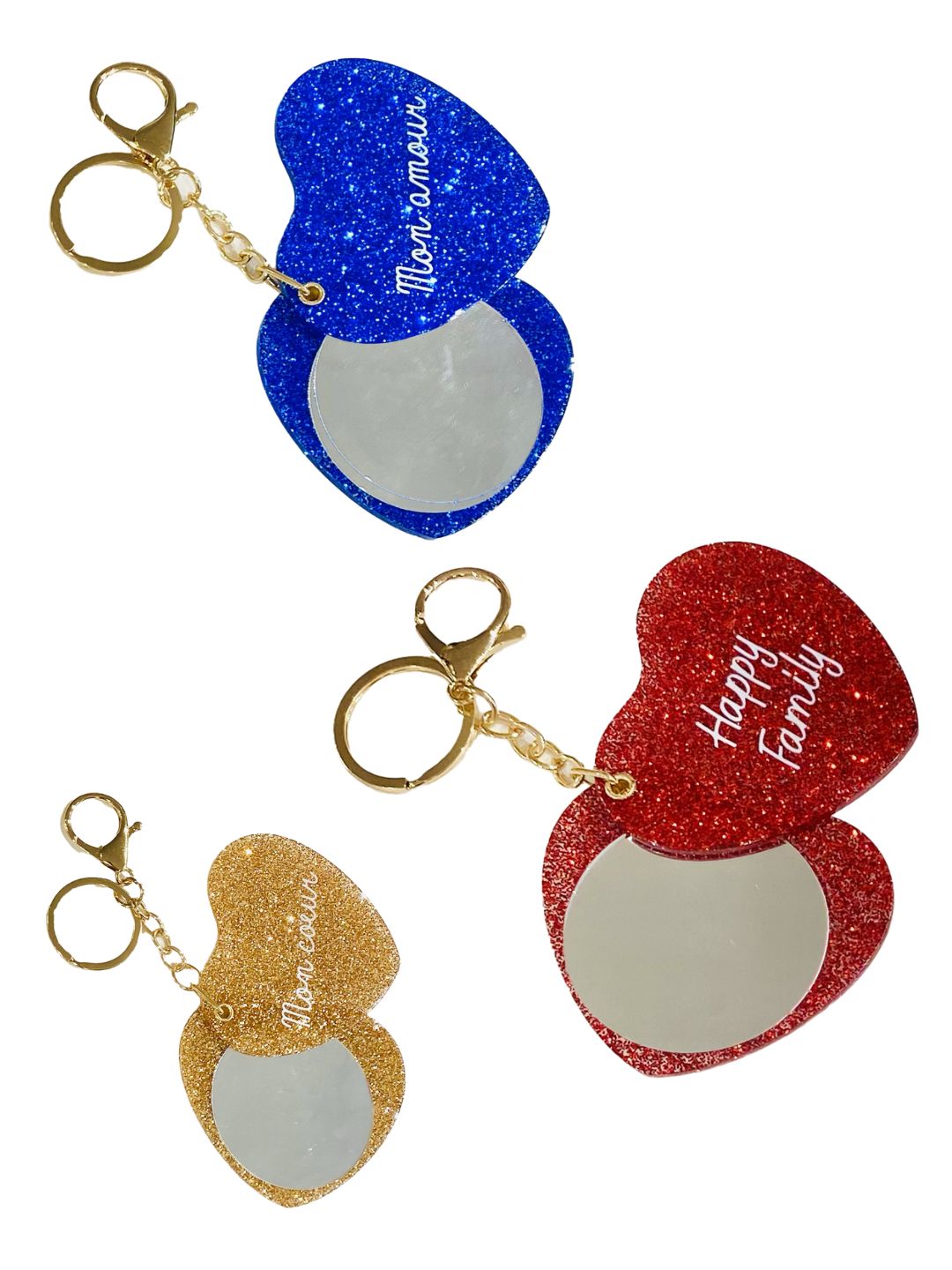 Specchietto Cuore Glitterato Portachiavi