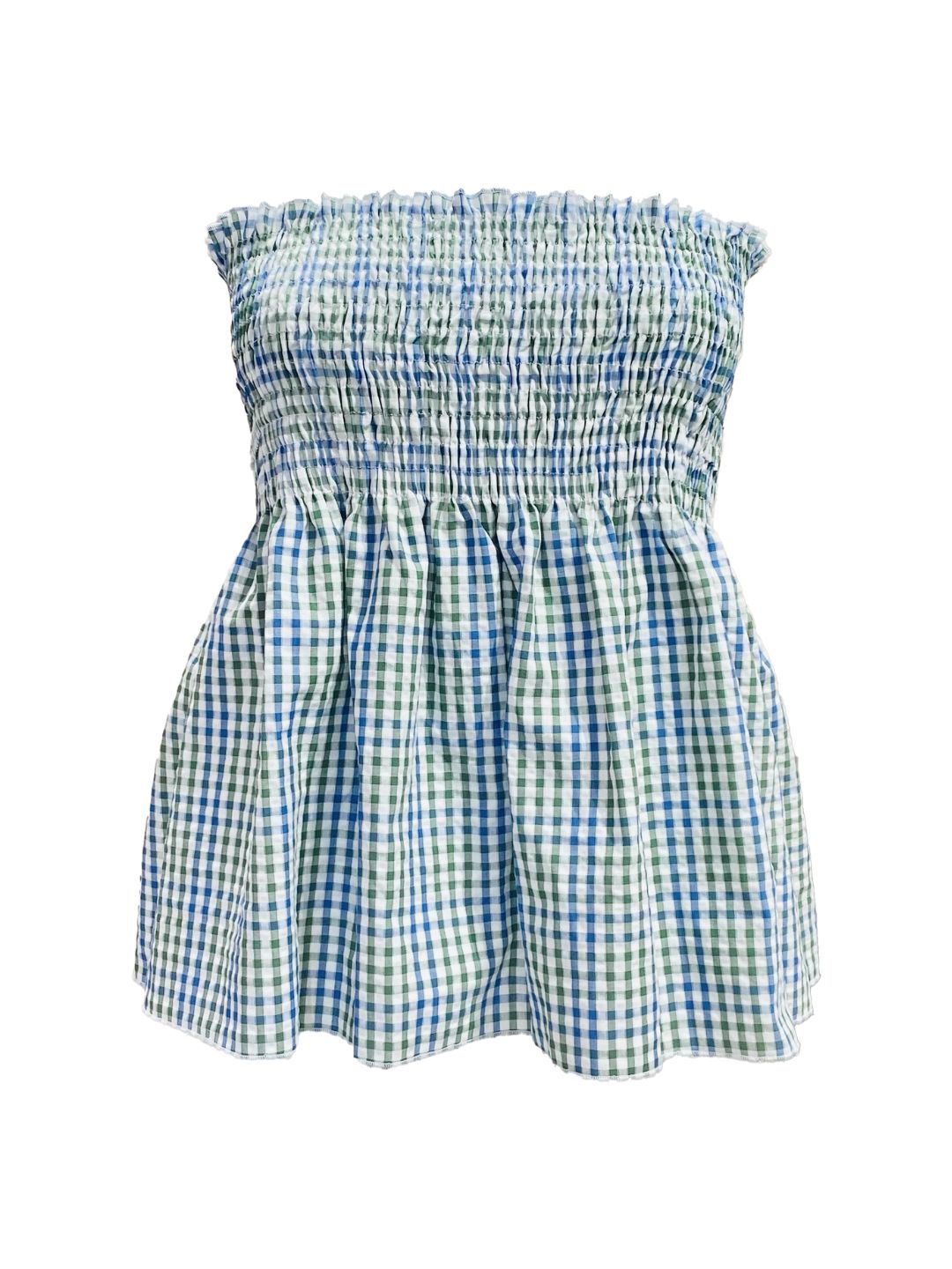 TOP Vichy Punto Smock Galetta Bicolore Verde e Azzurro Ribes of LOVE