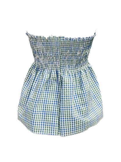 TOP Vichy Punto Smock Galetta Bicolore Verde e Azzurro Ribes of LOVE