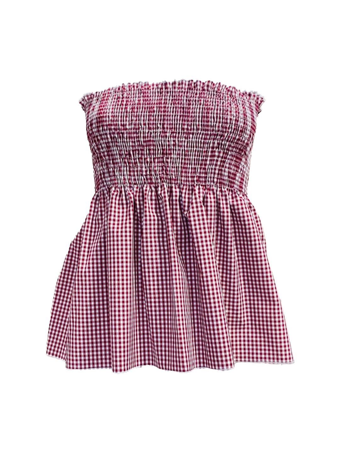 TOP Vichy Punto Smock Galetta Bordeaux Ribes of LOVE