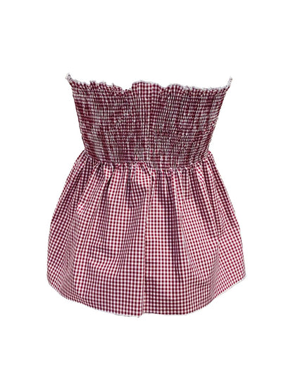 TOP Vichy Punto Smock Galetta Bordeaux Ribes of LOVE