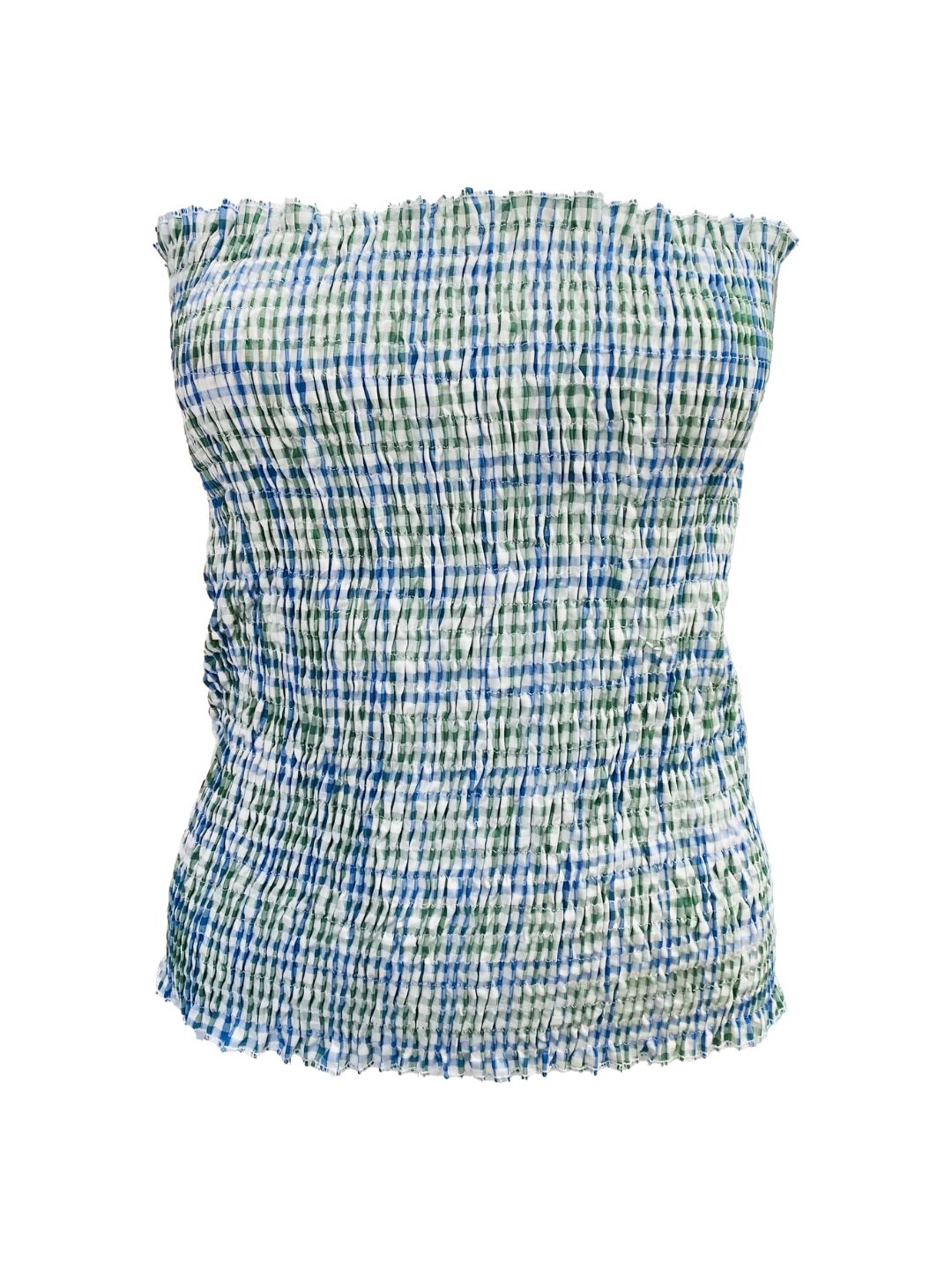 TOP punto smock Vichy Bicolore Verde e Azzurro Ribes of LOVE
