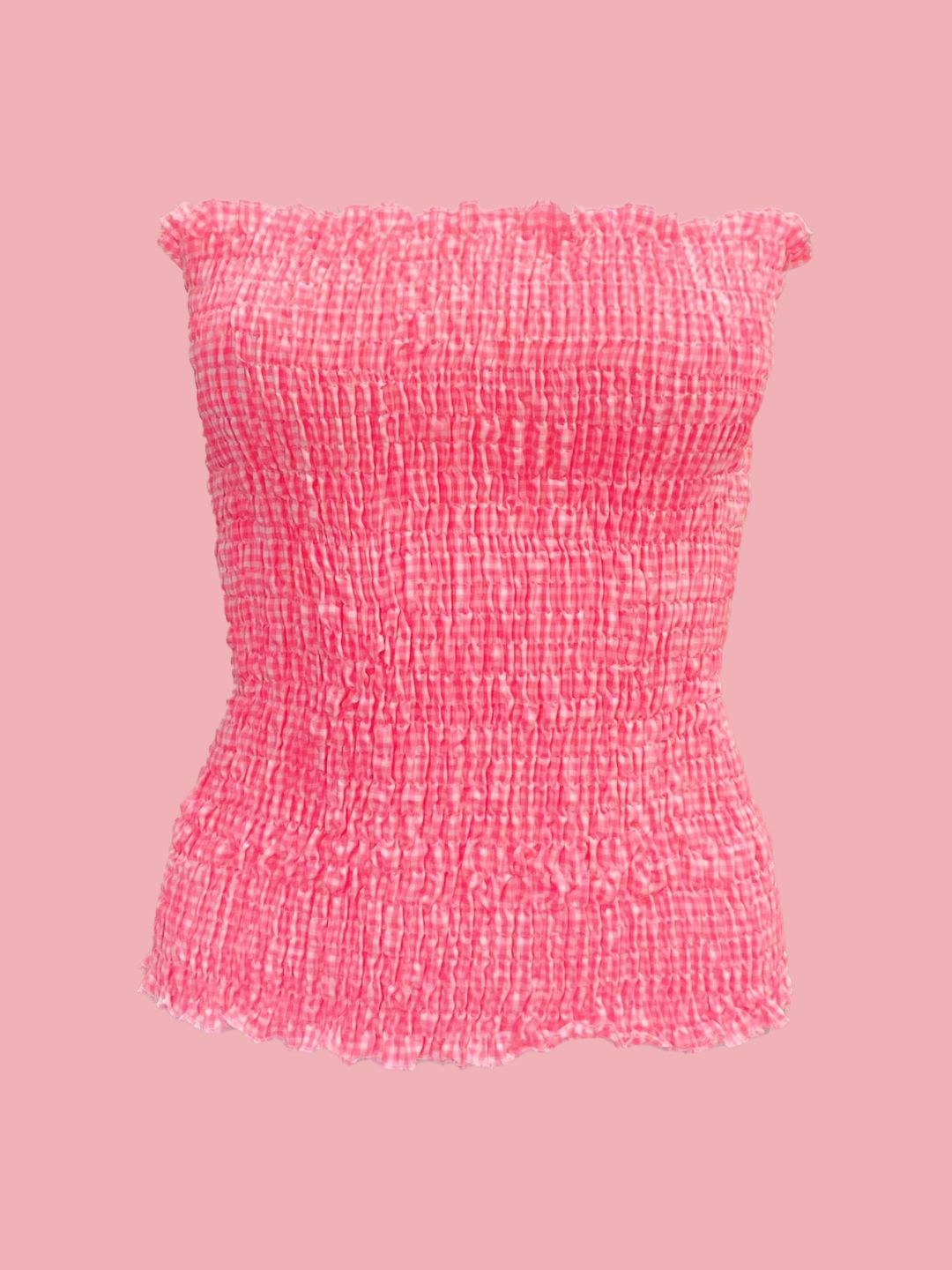 TOP punto smock Vichy Rosa Fluo Ribes of LOVE