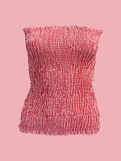 TOP punto smock Vichy Rosso Ribes of LOVE
