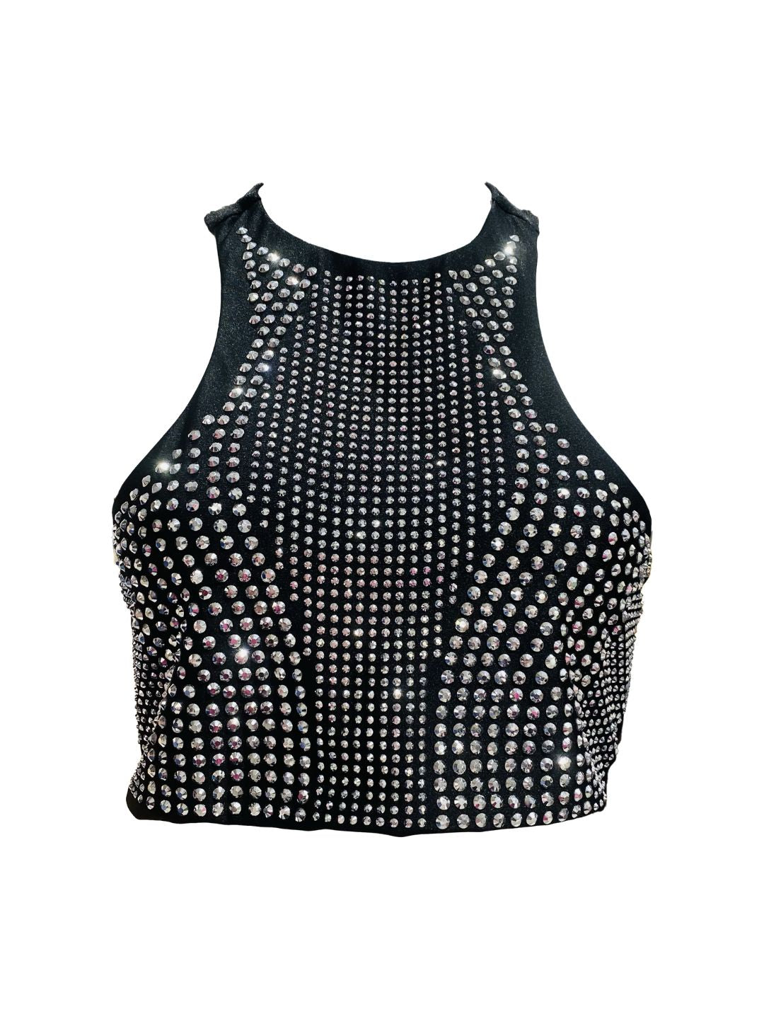 Top Smanicato con Strass