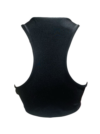 Top Smanicato con Strass