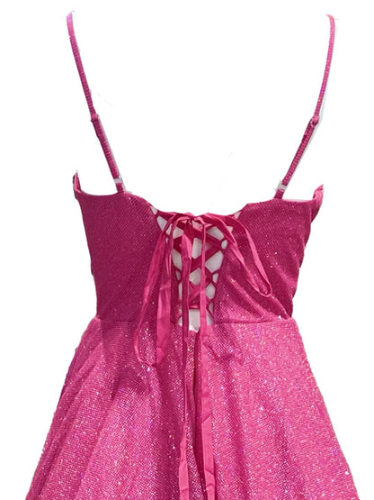 ABITO CERIMONIA GLITTERATO FUCSIA 276
