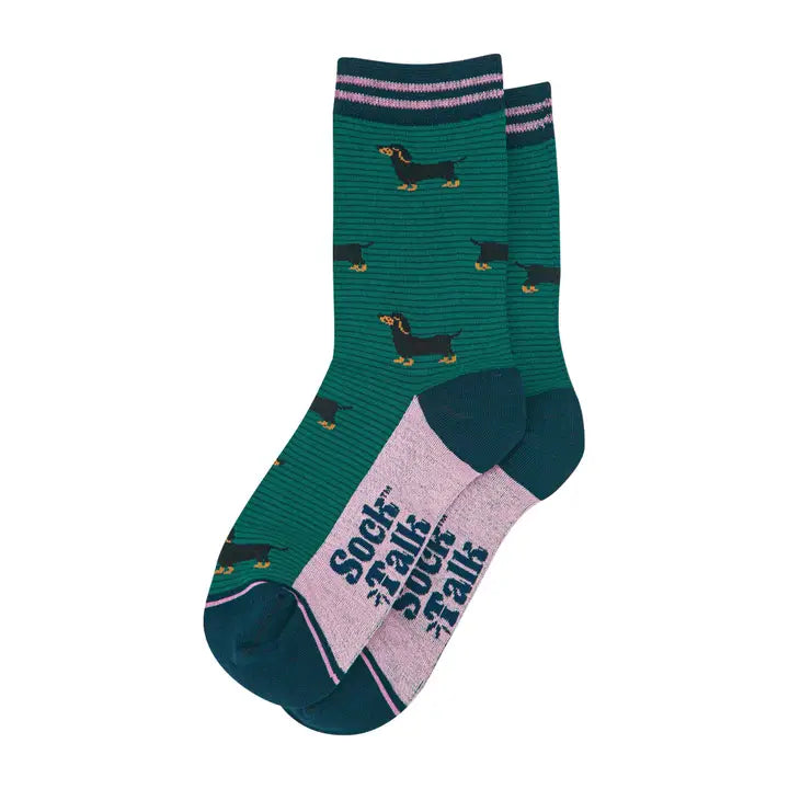 CALZINI IN BAMBÙ Verde Blu Navy Righe Bassotto 4462DACHFG