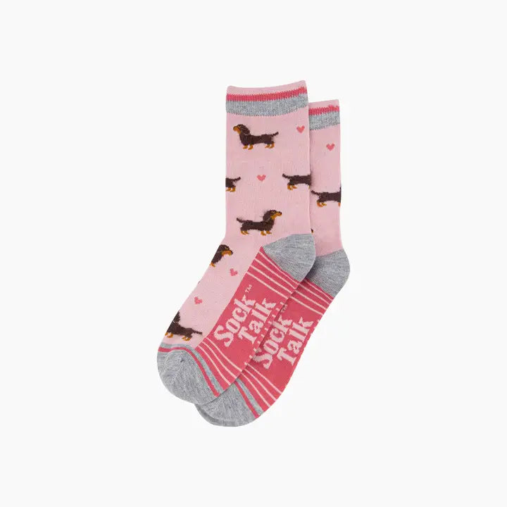 CALZINI IN BAMBÙ Rosa con Bassotti e Cuori 4436SDOGLP