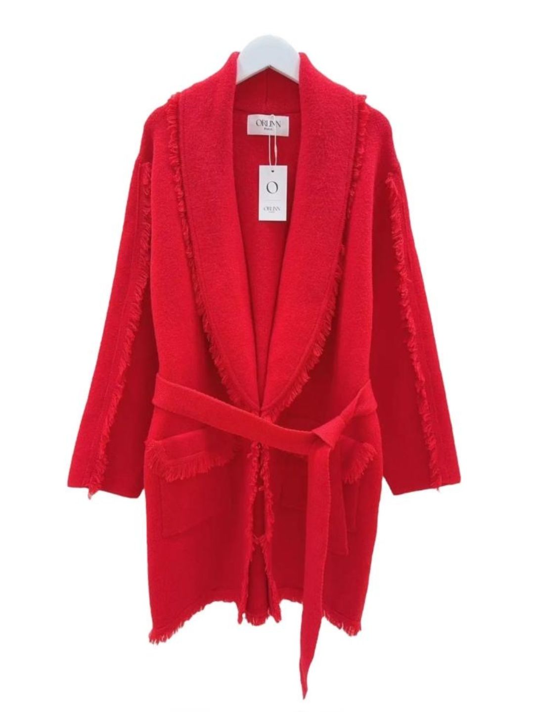 Cardigan con Frange Rosso 313
