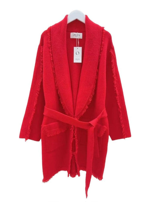 Cardigan con Frange Rosso