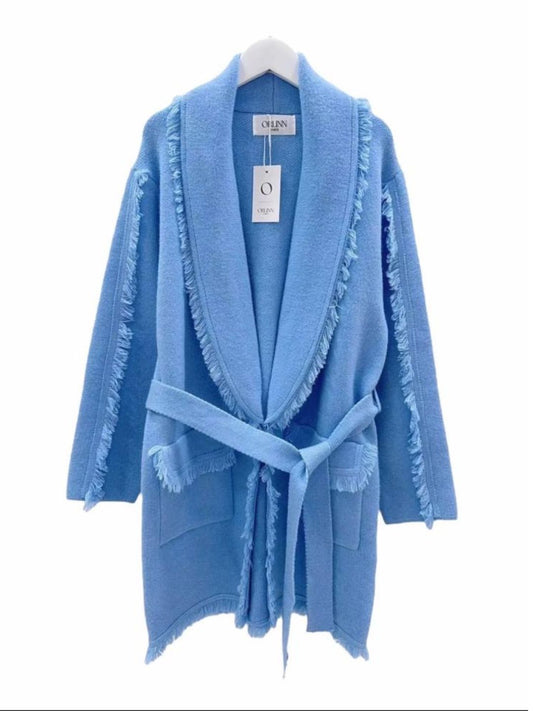 Cardigan con Frange Azzurro