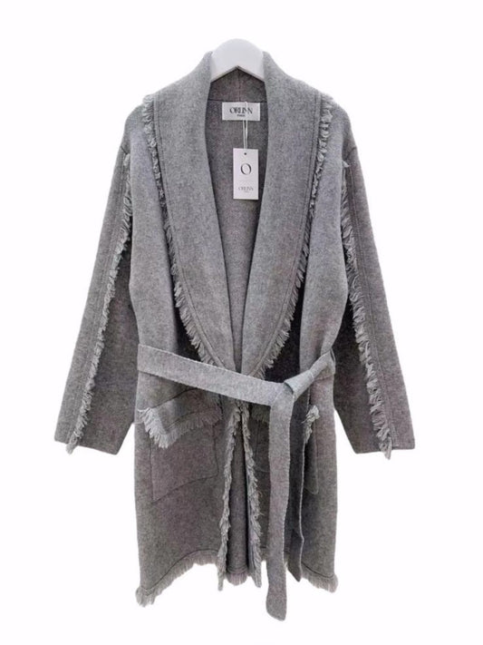 Cardigan con Frange Grigio