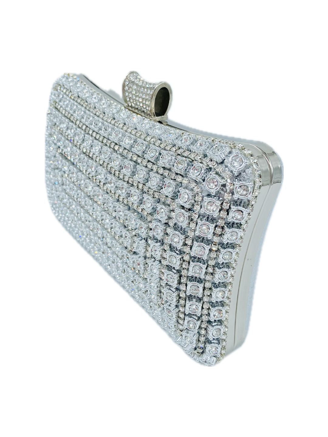 POCHETTE CLUTCH RETTANGOLARE STRASS ARGENTO 9115