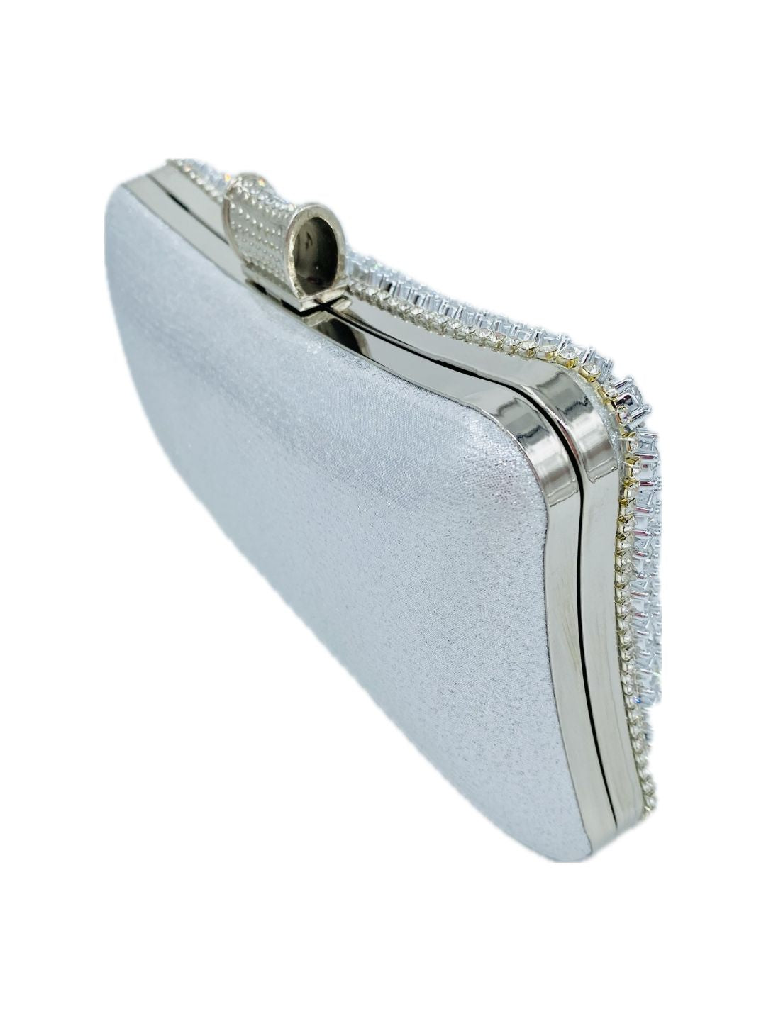 POCHETTE CLUTCH RETTANGOLARE STRASS ARGENTO 9115