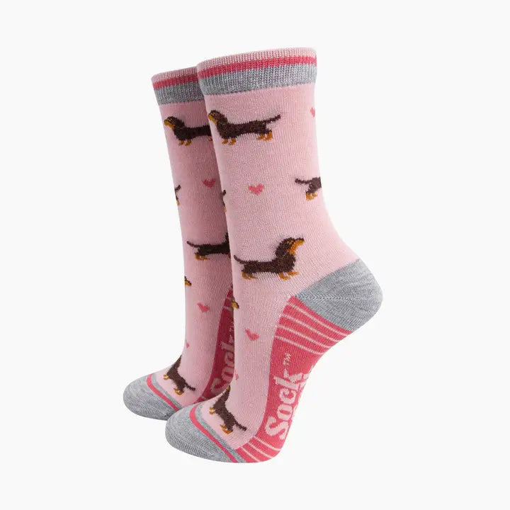 CALZINI IN BAMBÙ Rosa con Bassotti e Cuori 4436SDOGLP