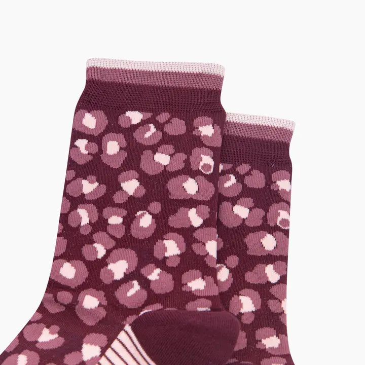 CALZINI IN BAMBÙ con stampa leopardata bordeaux 4449LEOPBY