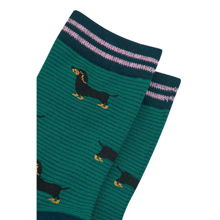CALZINI IN BAMBÙ Verde Blu Navy Righe Bassotto 4462DACHFG